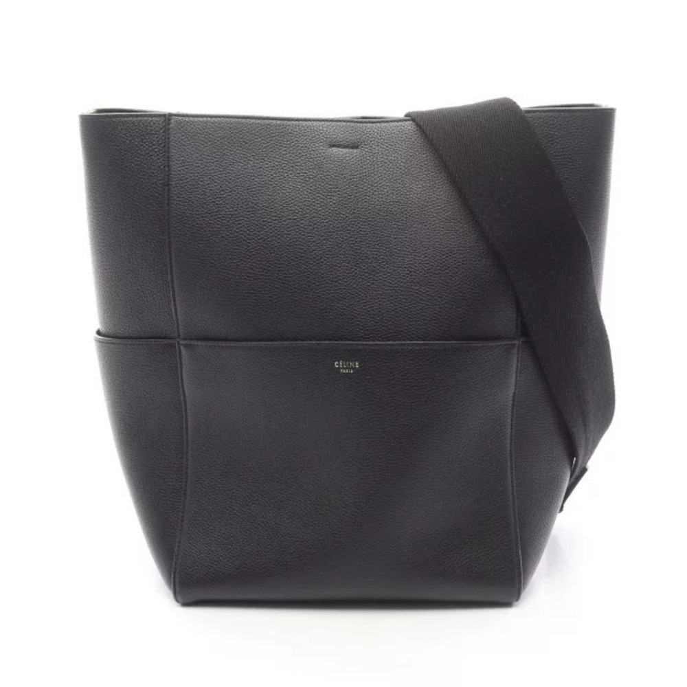 Celine Sangle Bucket Shoulder Bag Leather Black